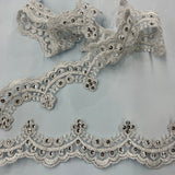 Beaded Lace Trimming 100% Polyester Net Mesh 2"