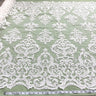 1 Yard Exquisite Corded Bridal Lace Fabric Embroidered on 100% Polyester Net Mesh White