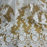 Beaded Corded Bridal Lace Ivory Mesh