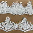 Beaded Floral Lace Trim White