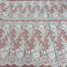 1 Yard Corded Bridal Lace Fabric with Elegant Floral Embroidery White