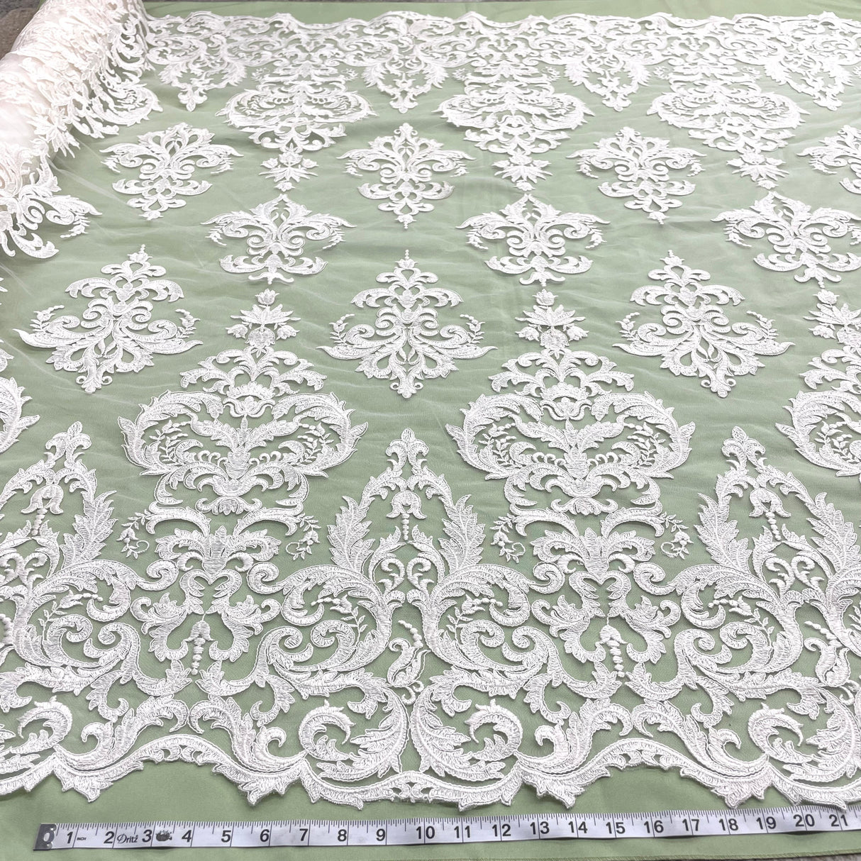Embroidered Corded Bridal Lace Gold