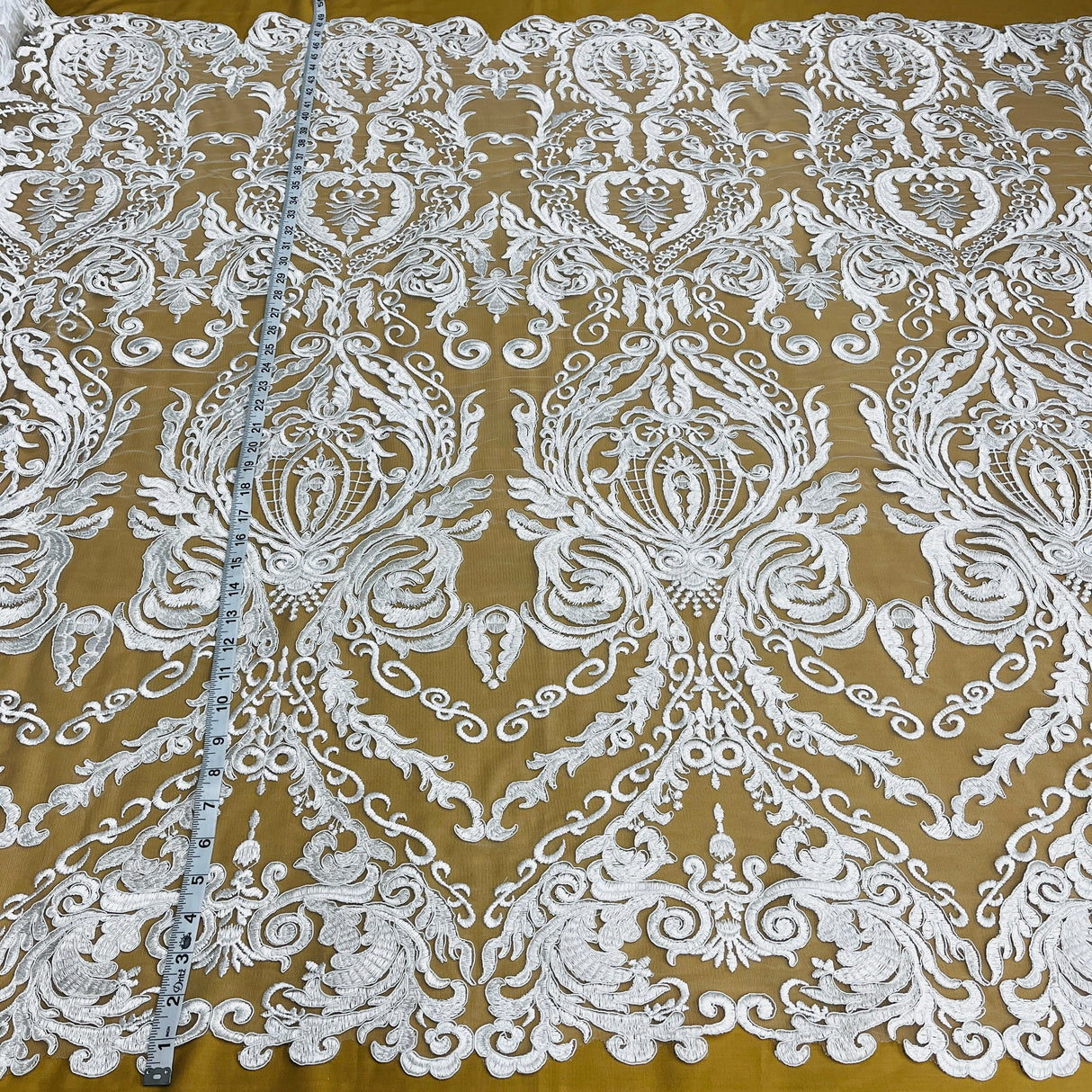 Bridal Lace Fabric Corded Embroidered 48"