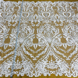 Bridal Lace Fabric Corded Embroidered 48"
