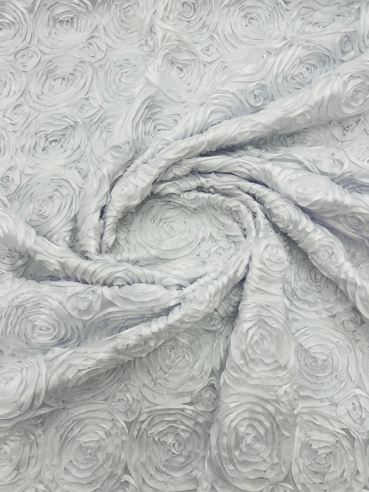 Rosette 3D Satin Polyester Fabric - 3D Rosette Design, 54" Width (1 Yard)