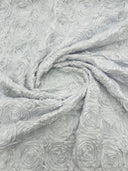 Rosette 3D Satin Polyester Fabric - 3D Rosette Design, 54" Width (1 Yard)