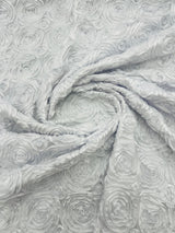 Rosette 3D Satin Polyester Fabric - 3D Rosette Design, 54" Width (1 Yard)