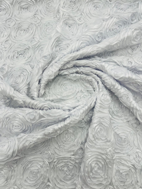 Rosette 3D Satin Polyester Fabric - 3D Rosette Design, 54" Width (1 Yard)