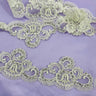 Beaded Corded Lace Trim 4 Inch Polyester Net Mesh