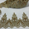 Beaded Corded Lace Trimming 100 Percent Polyester Organza Fabric - Embroidered, 6" Width (1 Yard)