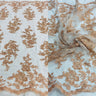 1 Yard Beaded Corded Bridal Lace Fabric Embroidered 100 Percent Polyester Net Mesh 51 inch Width