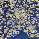 1 Yard Luxurious Beaded and Sequined Lace Fabric Embroidered on Polyester Net Mesh