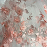 1 Yard 3D Floral Lace Fabric Embroidered on 100 Percent Polyester Soft Tulle Net Mesh White 60 inch Width