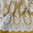 Beaded Corded Lace Fabric - Embroidered 100% Polyester Net Mesh, 52" Width (1 Yard)