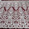 1 Yard Ivory Corded Bridal Lace Fabric Embroidered on 100 Percent Polyester Net Mesh 53 Inch Width