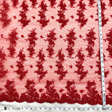 Corded Bridal Lace Fabric Embroidered on Polyester Net Mesh 54"