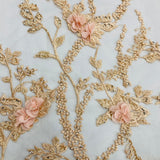 Beaded 3D Floral Lace Mesh