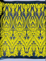 Big Sequin Damask Polyester Fabric - Damask Sequin Mesh, 54" Width (1 Yard)