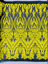 Big Sequin Damask Polyester Fabric - Damask Sequin Mesh, 54" Width (1 Yard)