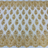 Beaded Lace Fabric on Polyester Net Mesh