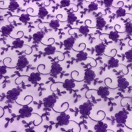 Embroidered Lace Mesh in Lt. Blue and Purple