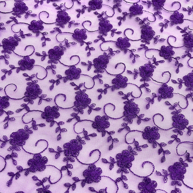 Embroidered Lace Mesh in Lt. Blue and Purple