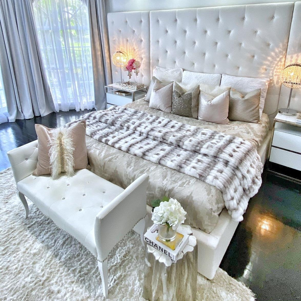 Braided Look Fluffy Soft Faux Fur Fabric - Gray White Braided Look, 104" X 93" (Cal King/Eastern King)