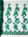 Scarlet 3D Floral Design Lace Fabric - Embroidered Beaded Mesh Lace, Double Scallop, 54" Width (1 Yard)