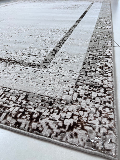 Maximus 245 Polypropylene Polyester Fabric - Silver With Gold Border Design, Color-Changing Flat Weave, 60% Polypropylene 40% Polyester, Power Loom, Made In Turkey (10' X 13')