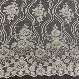 Beaded Lace Fabric on Polyester Net Mesh