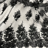 Beaded 3D Floral Lace Fabric