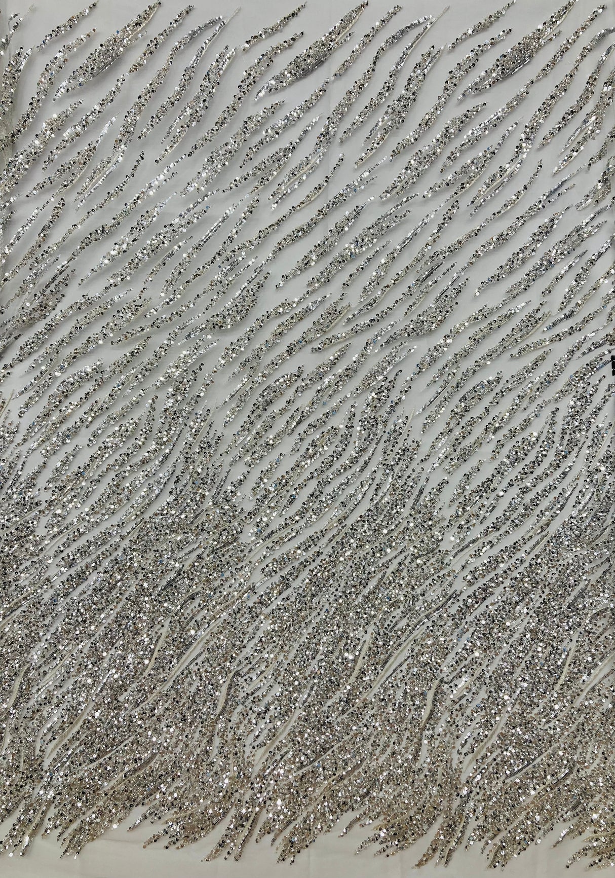 Beaded Sequined Lace Fabric on Polyester Net Mesh 53"
