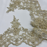 Beaded Corded Floral Lace Trim 6"