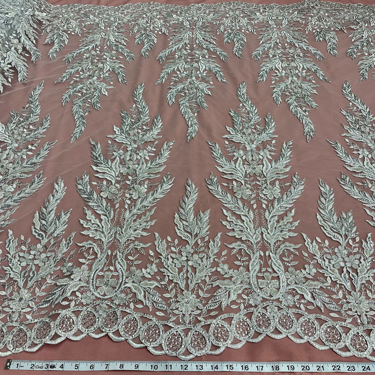 Beaded Corded Embroidered Bridal Lace