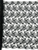 Estrella Corded Flowers Embroider With Sequins Mesh Lace Fabric - Floral Embroidered, Double Scallop, 50-54" Width, 36" Length (1 Yard)