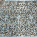 Beaded Lace Fabric Embroidered on Polyester Net Mesh