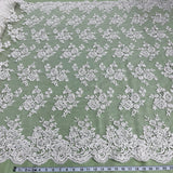 Beaded Corded Bridal Lace Ivory Mesh