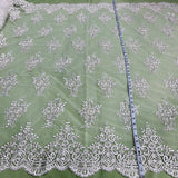 1 Yard Beaded Corded Lace Fabric Embroidered 100 Percent Polyester Net Mesh 56 inch Width