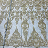 1 Yard Ivory Corded Bridal Lace Fabric Embroidered on 100 Percent Polyester Net Mesh 54 Inch Width