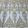 1 Yard Ivory Corded Bridal Lace Fabric Embroidered on 100 Percent Polyester Net Mesh 54 Inch Width