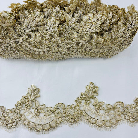 Corded Lace Trim 100% Polyester Net Mesh 3"