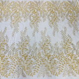 Beaded Sequined Lace Fabric on Polyester Net Mesh