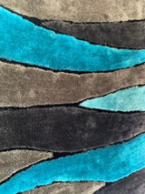 Living Shag Waves Polyester Fabric - 3D Effect Shag Rug, Gray Blue, 7'6" X 10'3" (1 Piece)