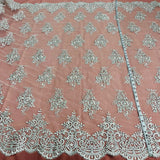 Corded Bridal Lace Fabric Embroidered Mesh
