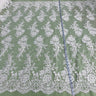 1 Yard Elegant Corded Bridal Lace Fabric with Floral Embroidery White