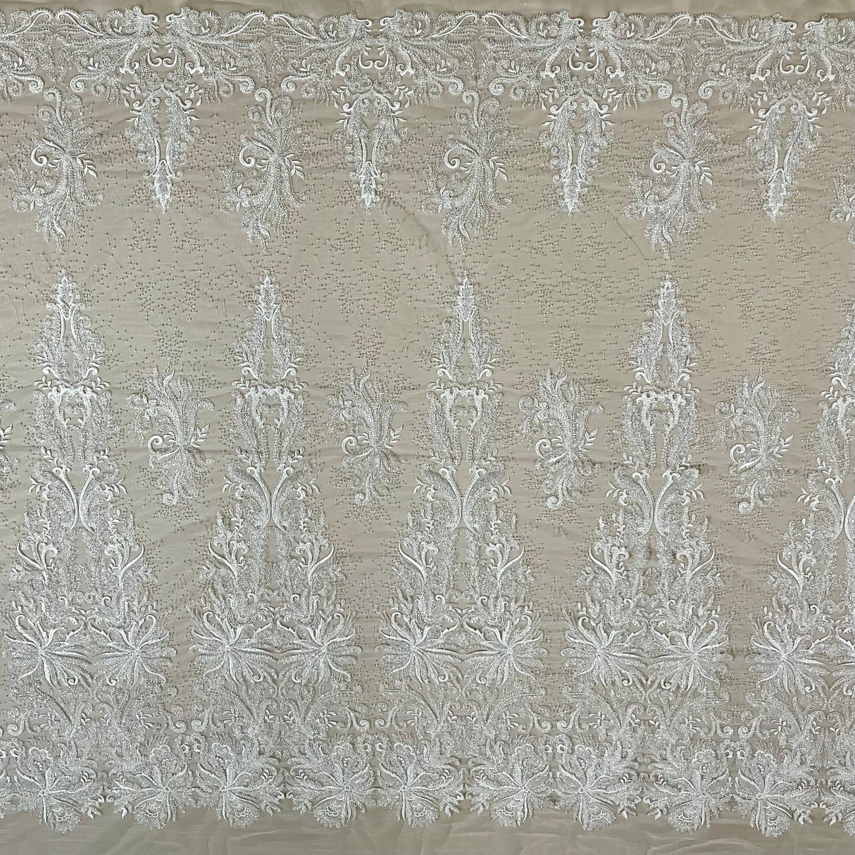 Beaded Embroidered Lace Fabric