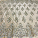 Beaded Corded Lace Fabric With Scallops