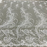1 Yard Luxurious Beaded and Corded Bridal Lace Fabric Embroidered on 100% Polyester Net Mesh White