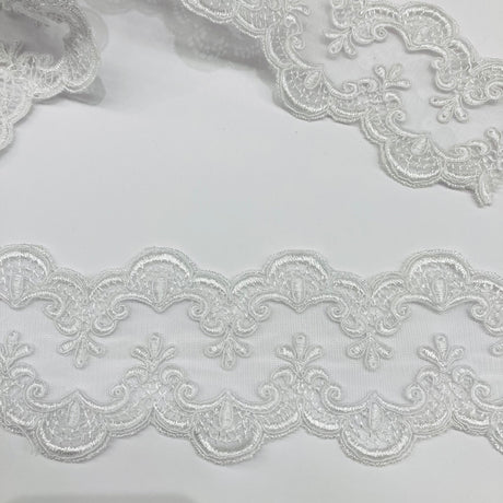 Polyester Net Mesh Corded Lace Trimming 3 Inch Wide