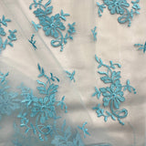 Embroidered Corded Bridal Lace Turquoise